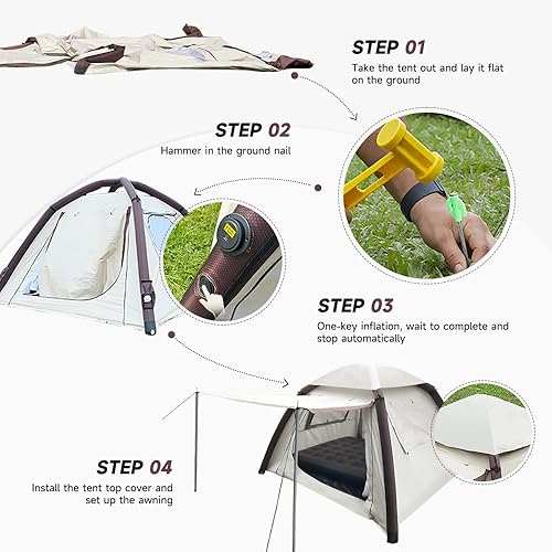 Miniatura 3 de Cow-HQUS - Tienda de campaña inflable para 234 personas, tienda de campaña familiar grande al aire libre, tienda de campaña desplegable de doble