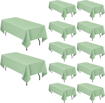 Pesonlook 12 Pack Sage Green Rectangular Tablecloth 60 x 102 Inch