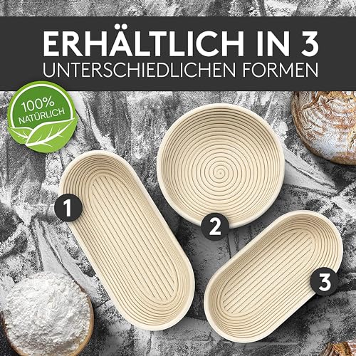Foto von Liebspecht Hochwertiger Gärkorb rund (25cm) - Peddigrohr Brotbackform mit waschbarem Leineneinsatz - Optimal für 1Kg Teig - Das perfekte Brot Backen Zubehör - Gärkorb, Brotkorb, Gärkörbchen