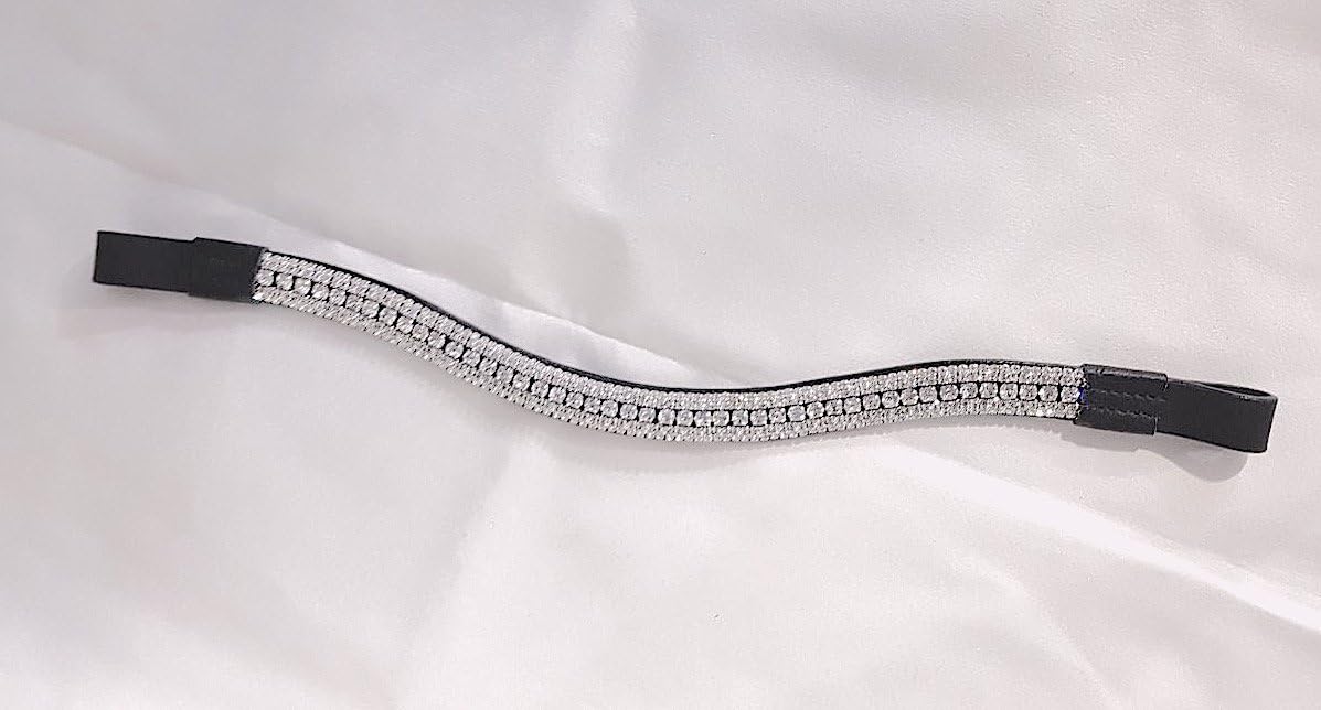 Cwell Equine NEW Dressage Crystal Bling 5 Rows Clear crystal Browband crystal Clear F/C/P BLACK/BROWN (FULL, BROWN)