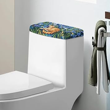 Cute Toilet Tank Covers Vangogh Iris Flower Toilet Lid Cover and Tank Lid Cover Machine Wash Bathroom Soft Toilet Tank Cover FIit Most Lids Cute Orange Cats
