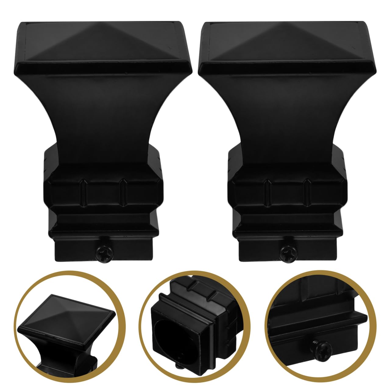 Amosfun Lot de 2 embouts de tringles à rideaux en fer noir uniquement pour tringles à rideaux