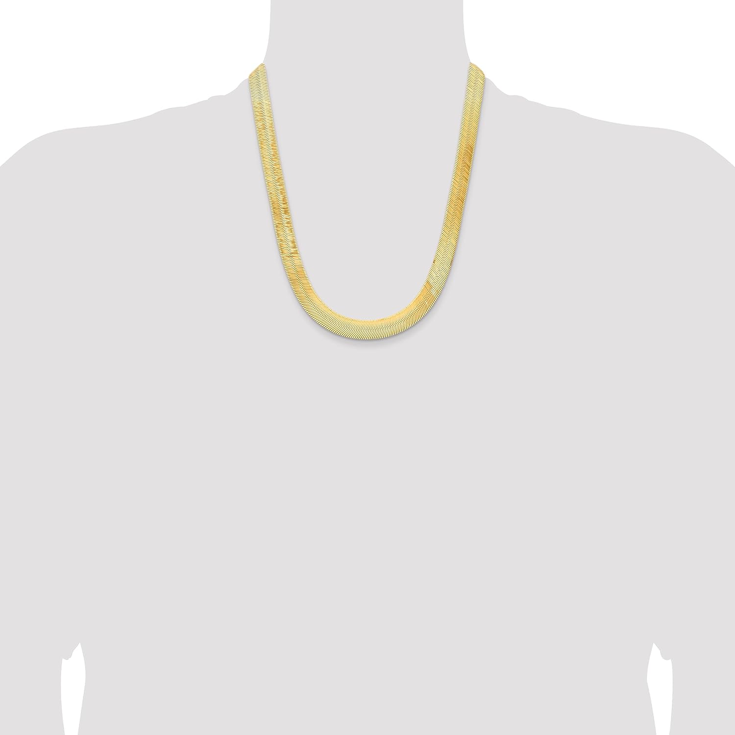 IceCarats 14K Solid Yellow Gold 10mm Herringbone Chain Necklace - Image 4