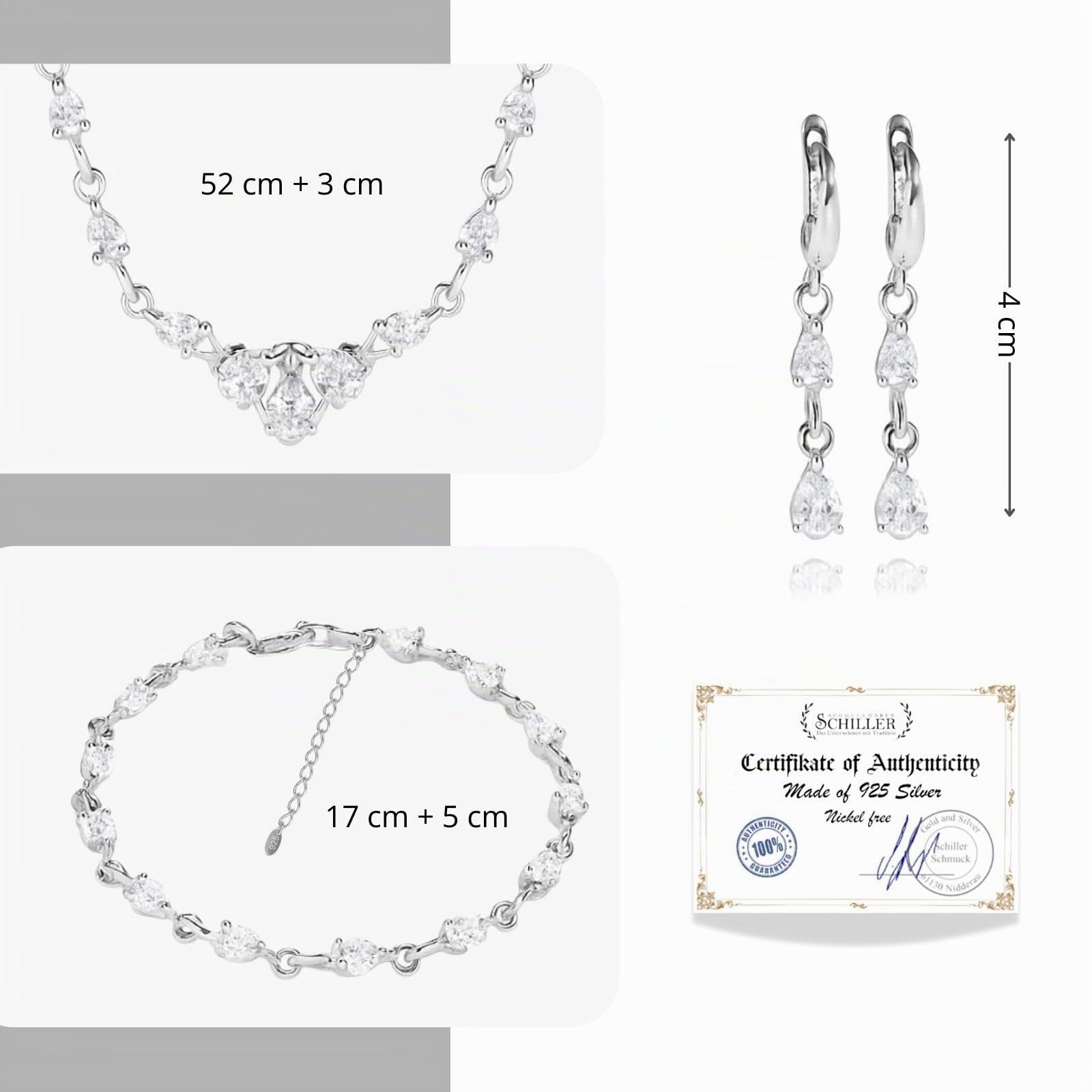 LILLY MARIE Brautschmuck Set Mit Weißen Zirkonia Aus 925 Silber Sterlingsilber