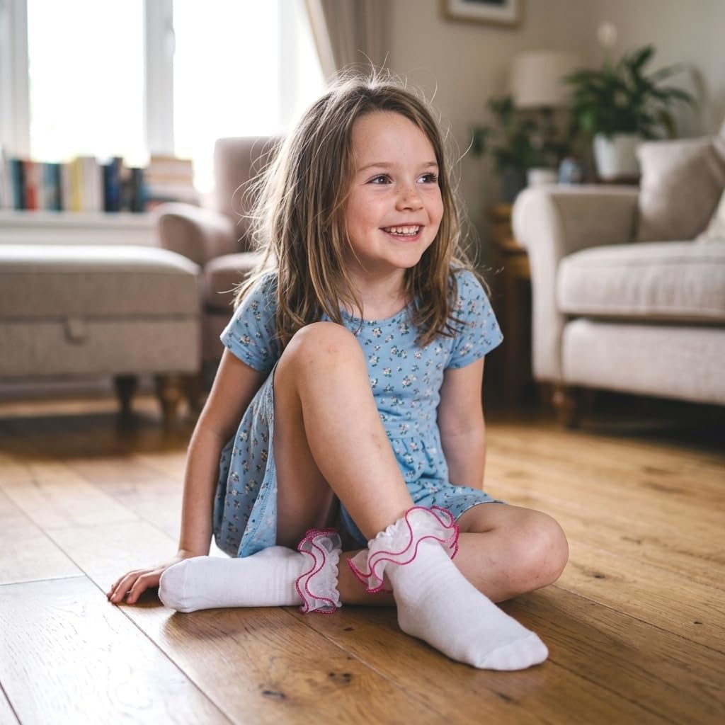 Girls Ruffle Socks Frilly Lace Cotton Ankle Dress Socks