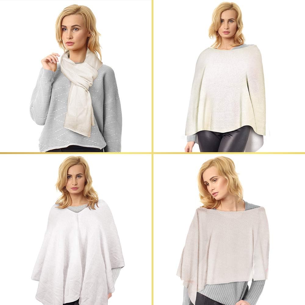 Velanio Cashmere Cashmere Knitted Poncho 100% Mongolian Cashmere Dress Topper for Women Wrap [Gift Box] - Image 3