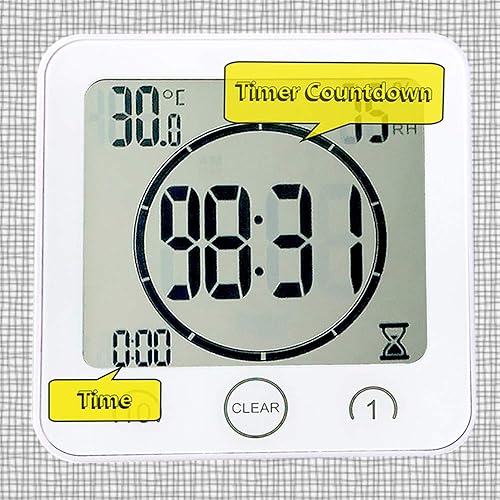Miniatura 5 de Reloj de baño impermeable y temporizador para ducha, relojes despertadores digitales resistentes al agua con ventosa, reloj de pared colgante a