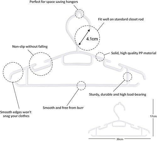 Miniatura 2 de ilauke - Juego de 60 perchas para niños 120in antideslizantes color blanco y negro para niños y bebés con correas de plástico