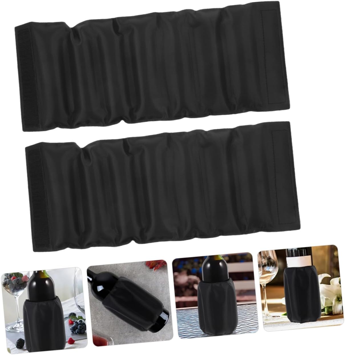 2pcs Wine Cooler Sleeve Reusable Insulated Ice Packs for Wine Bottles and Beer Efficient Temperature Control for Hot Summer Safe and Portable Gel Material Black