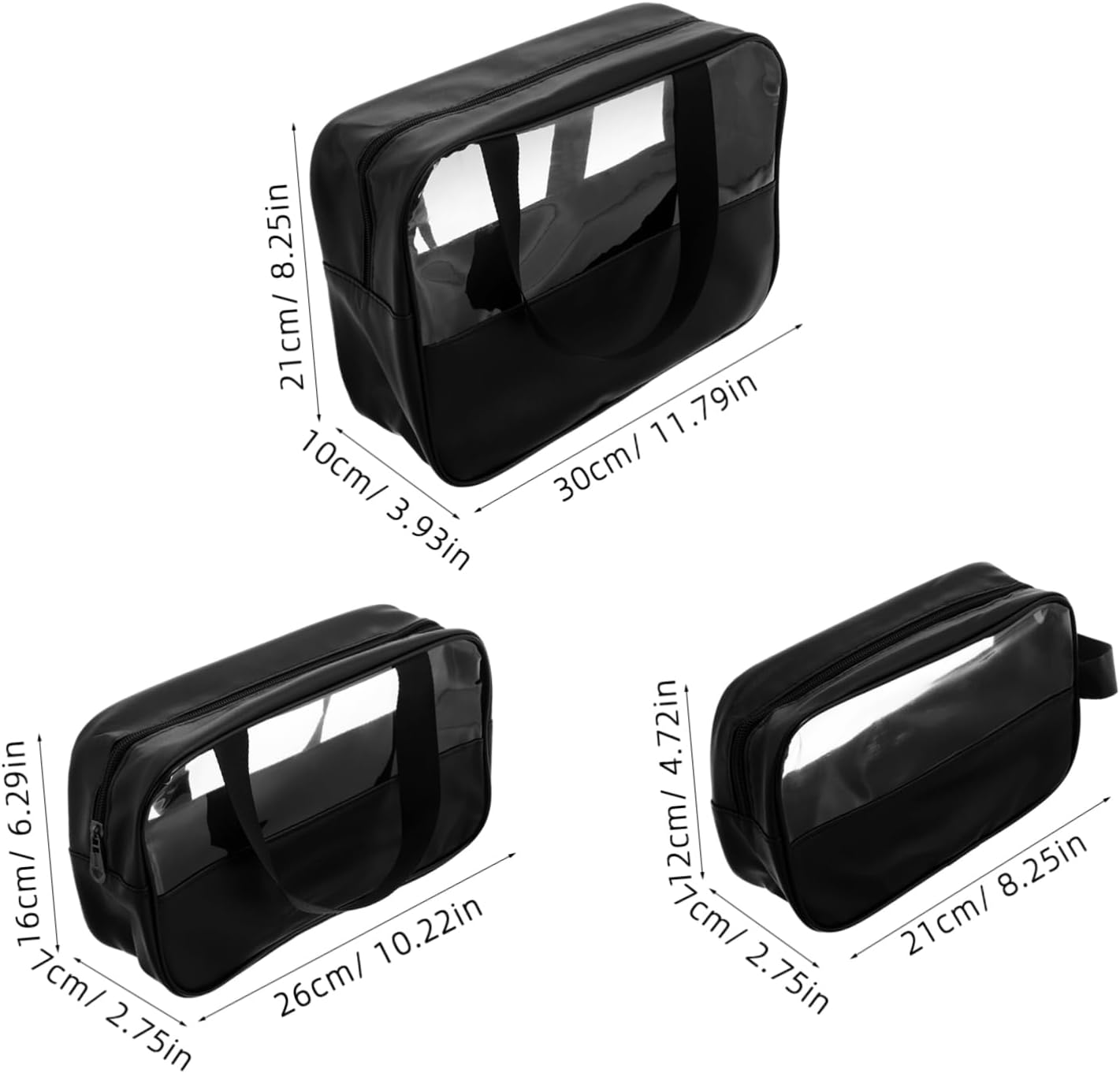Toddmomy 3 Piece Large Capacity Makeup Bag Set Waterproof PVC Organizer image 2