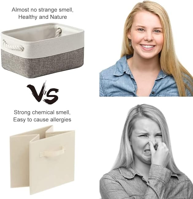 Storage Basket 16x12x8 inch Fabric Sturdy Canvas Storage Bins Organizer with Handles for Clothes and Storage Foldable Storage Boxes Cubes