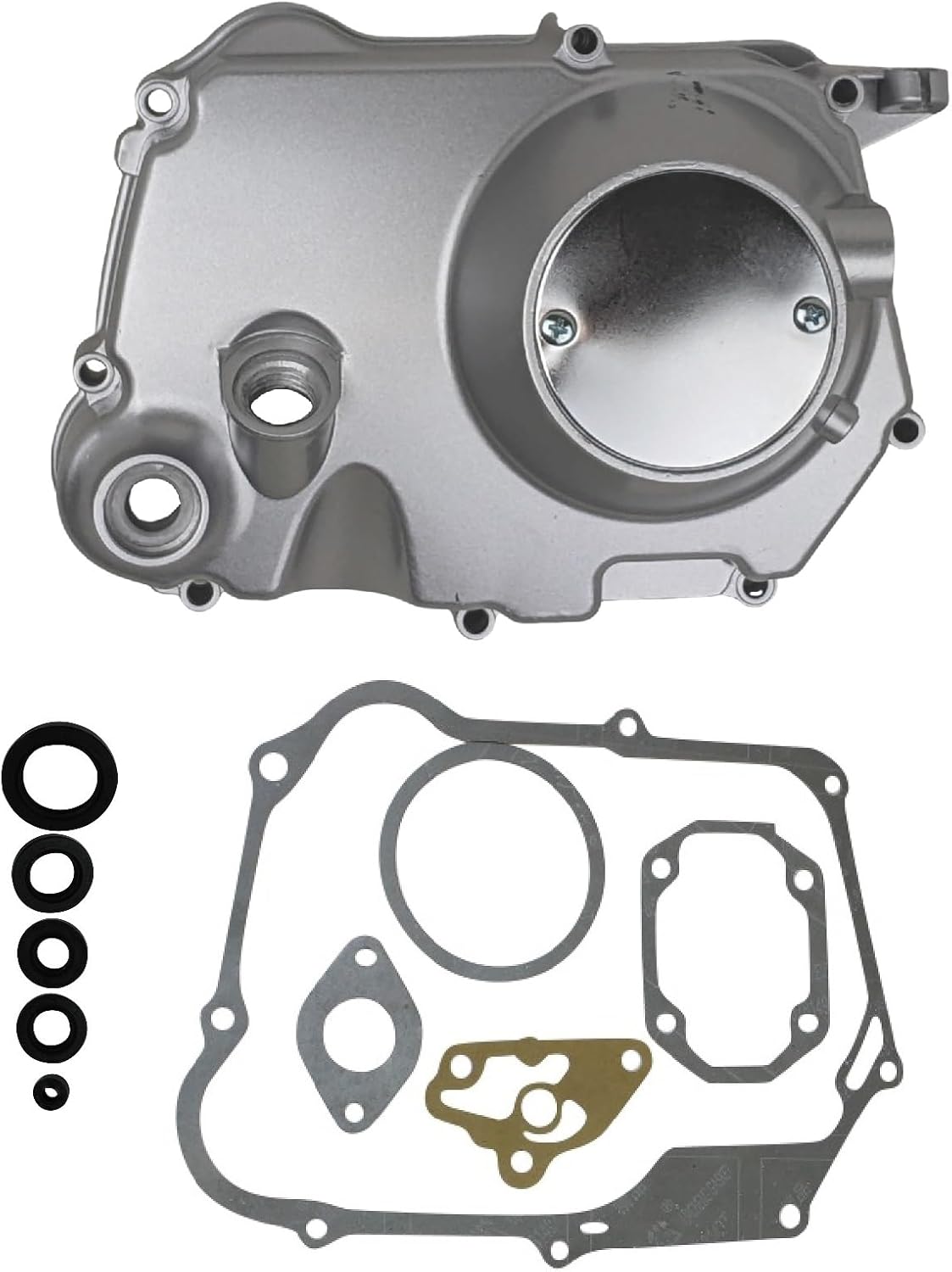 RedCap OEM Complete Right Side Manual Clutch Cover for 152FMH 110cc Horizontal Kick Start Engine Dirt Pit Bike ATV Scooter Motorcycle CT70 CT90 TrailBike Coolster TaoTao (Silver)