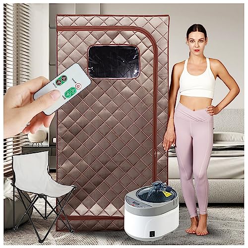 FICHET Sauna Portátil para Casa, Sauna de Vapor para Casa, 4L &2000W Gran Capacidad Sauna Vapor Control Remoto, Carpa Sauna para Relajación Corporal Alivio del Estrés, Silla Sauna