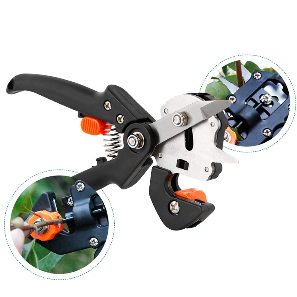 Kit di attrezzi per potatura per innesti, cesoie per forbici da potatura da giardino con 2 membrane e 3 lame, set di utensili da taglio per innesti di alberi da frutto per piante, rami, ramoscelli, v