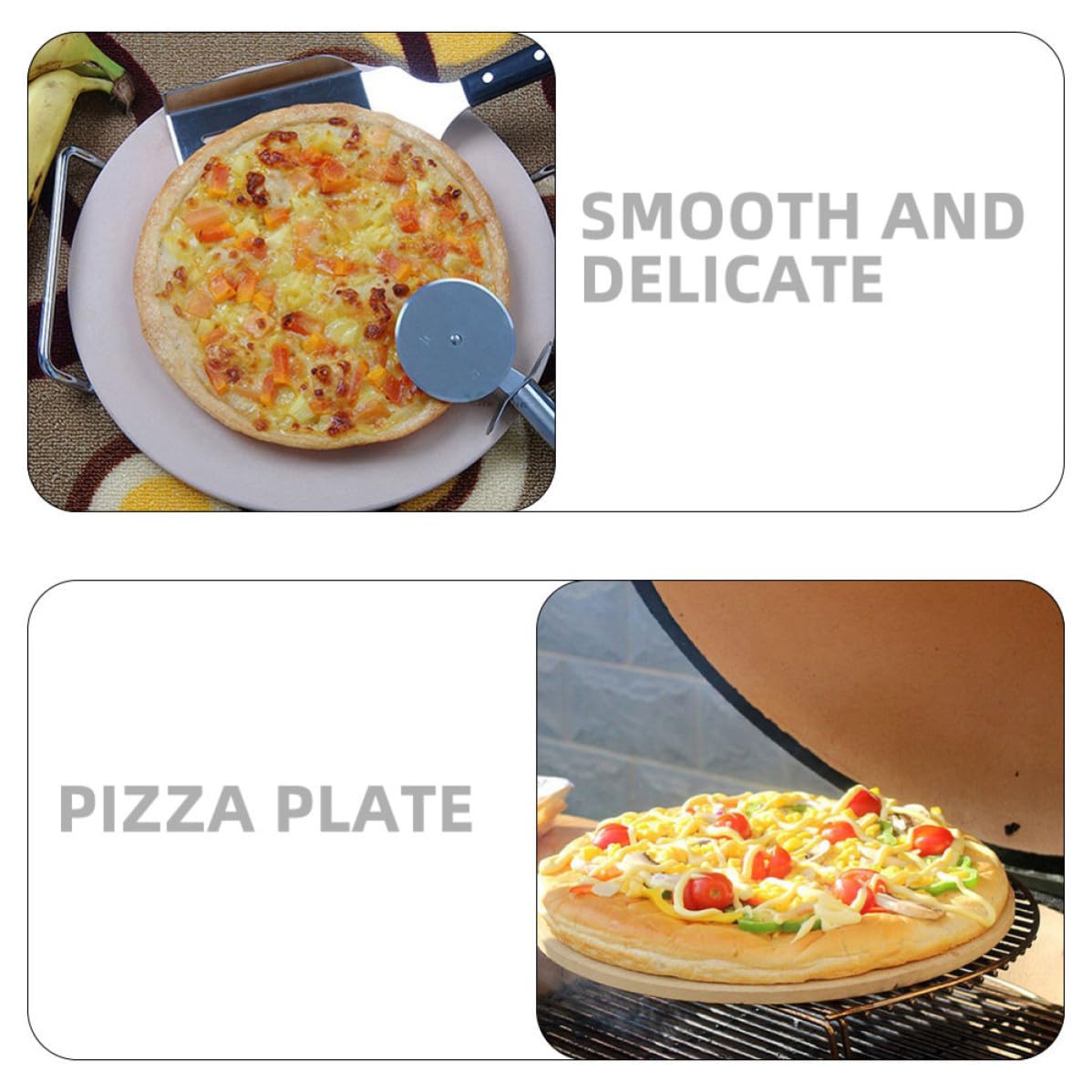 INOOMP Weißer Cordierit Pizzastein für Ofen und Grill mit Hoher Hitzebeständigkeit und Wasseraufnahme Backzubehör für Knusprige Pizza und Brot
