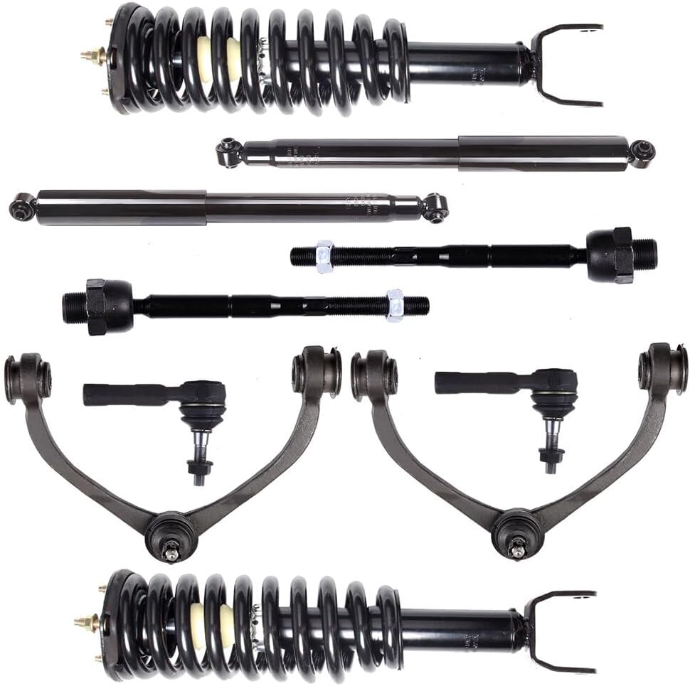 ROADFAR Suspension kit 10pcs Struts Suspension kit Front Strut Spring Assembly Rear shock absorber Control Arm and Ball Joint Assembly Tie Rod End Fit For 2005-2009 for Dodge Dakota