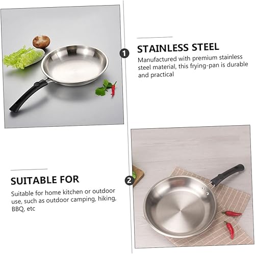 Miniatura 8 de BESPORTBLE Wok Wok Wok de fondo plano para placa de inducción, sartén esmaltada, sartén de hierro, sartén para asar, sartén de cocina, suministros