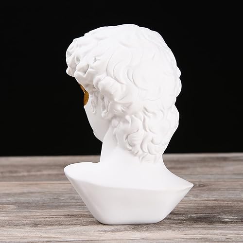 Miniatura 4 de BRABUD Máscara griega David Hombre Busto Estatua Resina Oro Blanco Escultura Romana Clásica Arte Moderno Casa Oficina Estudio Estantería Decoración