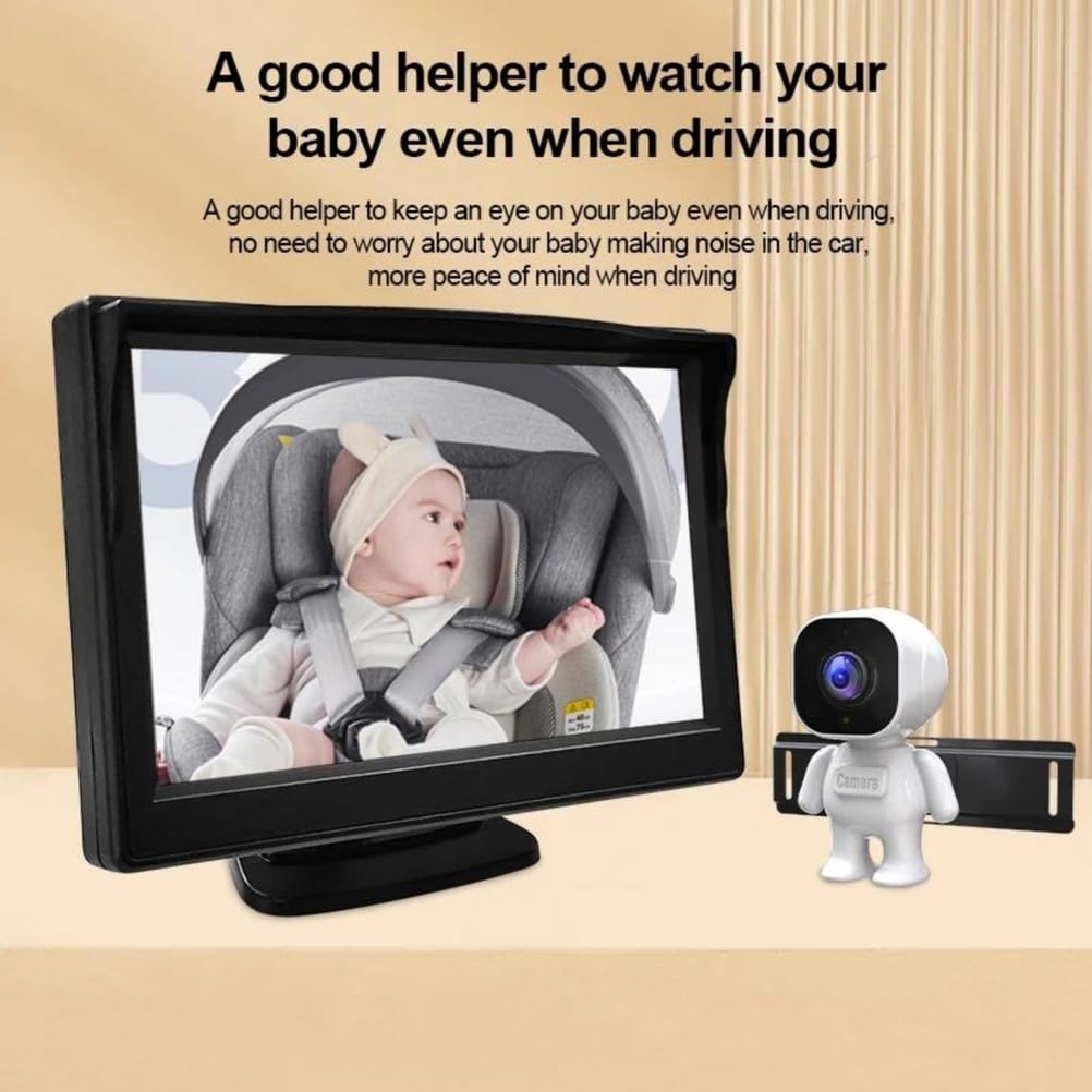 Monitor de bebé montado en el Coche Pantalla de 5 Pulgadas para bebé en el Coche con cámara de visión Nocturna para Asiento Trasero Vista hacia atrás de Infantes, niños pequeños