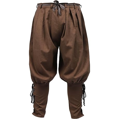 KUOIN Medieval Renaissance Banded Pants for Men