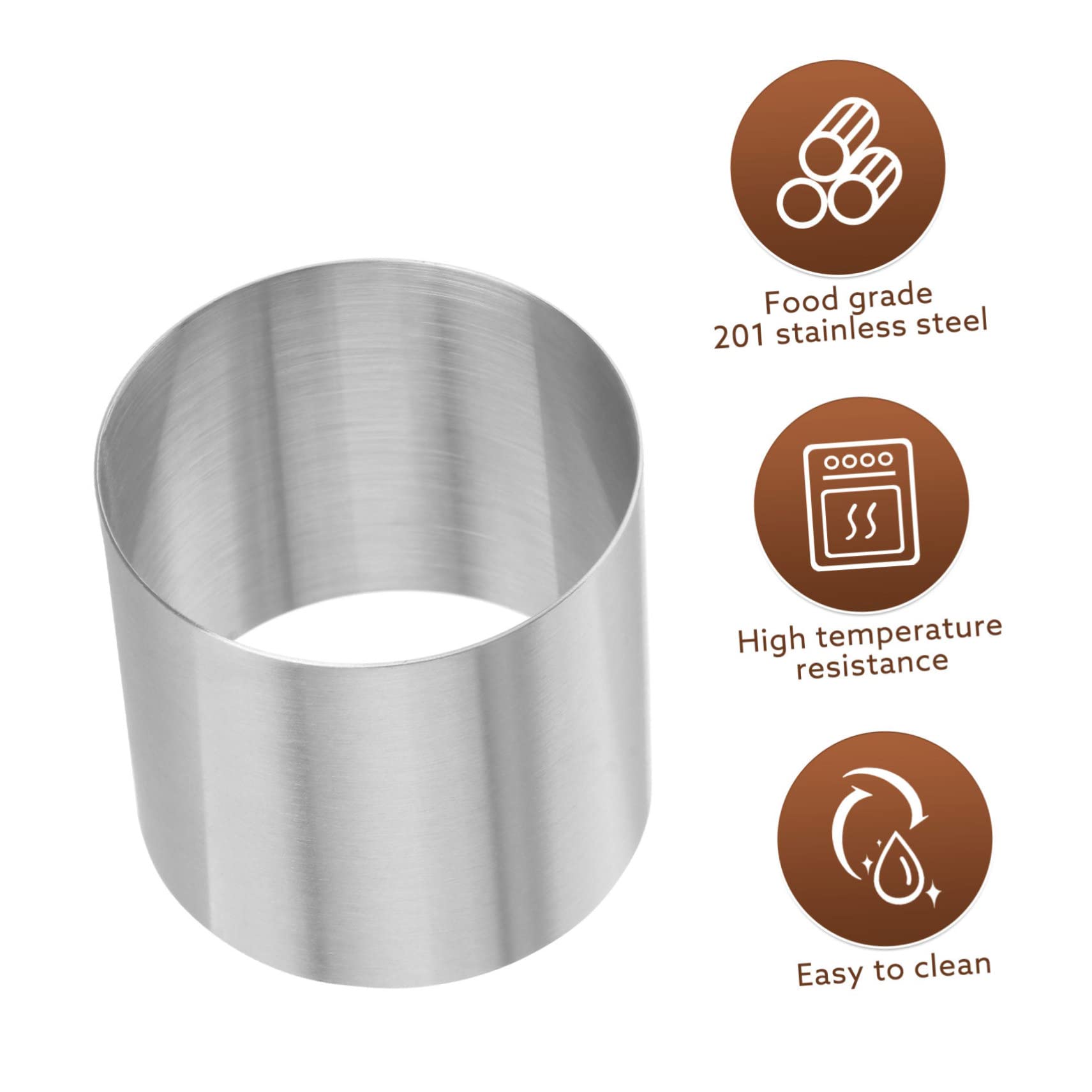 Mipcase Set De 8 Moldes Redondos Para Mousse y Pasteles, Acero Inoxidable Acabado Antihuellas, Fáciles De Limpiar y Desmoldar, Para Reposteros Amateurs
