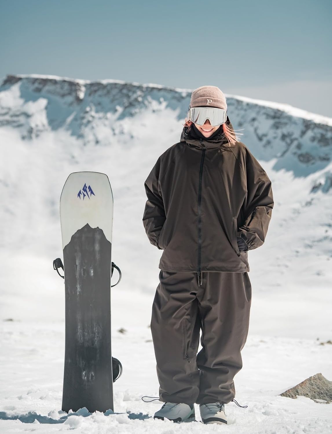 GSOU SNOW Mens Snow Pants Women Baggy Snowboard Pants Loose Fit Insulated Windproof Waterproof for Ski Hiking Winter Outdoor
