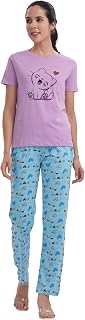 EAGLE LINE Women's Cotton Printed T-Shirt & Pajama Set | Comfortable Nightwear Price In India