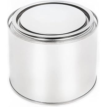 BenBow Tinplate Box 4 x 500 ml with Push In Lid - Airtight Opaque Empty Round - Storage Container