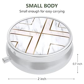 Nipichsha Pill Box, Small Pill Case for Purse & Pocket, Cute Travel Medicine Organizer, Portable Medicine Container Holder to Hold Vitamins, Medication, Fish Oil & Supplement, Geometry Marble