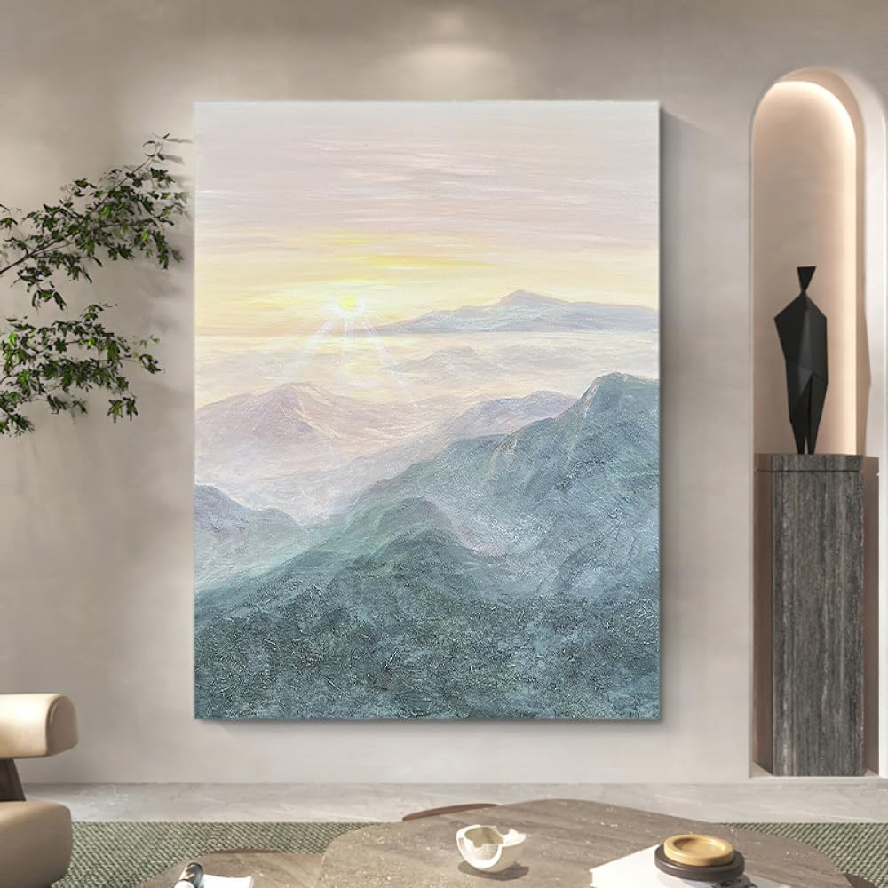 Peinture de texture de paysage lever de soleil pour réchauffer votre décoration murale