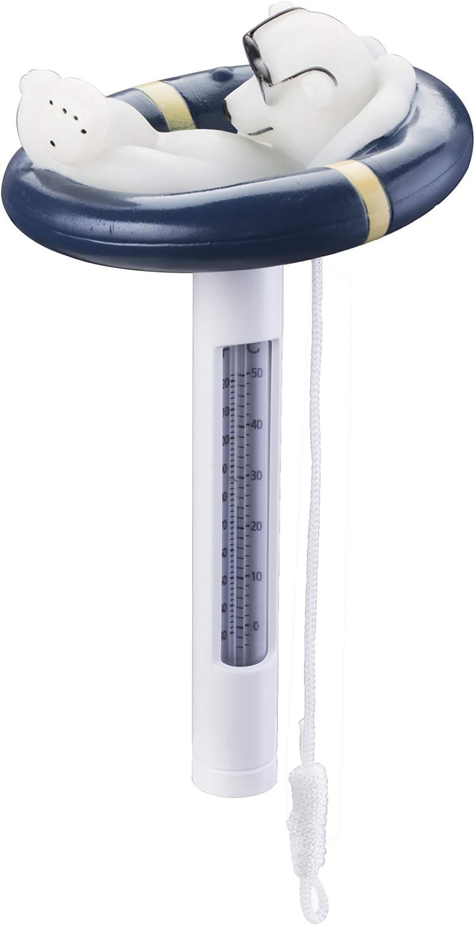 VacFlow Floating Pool Thermometer, Polar Bear with String, for Outdoor/Indoor Pool and Spa, Jacuzzi and Pond