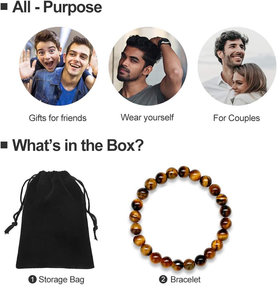 M MOOHAM Lava Rock Mens Bracelet Gifts - Natural Black Lava Rock Stone Bracelet Mens Anxiety Bracelets, Aromatherapy Essential Oil Diffuser Healing Yoga Bracelet Gifts for Dad for Men image 3
