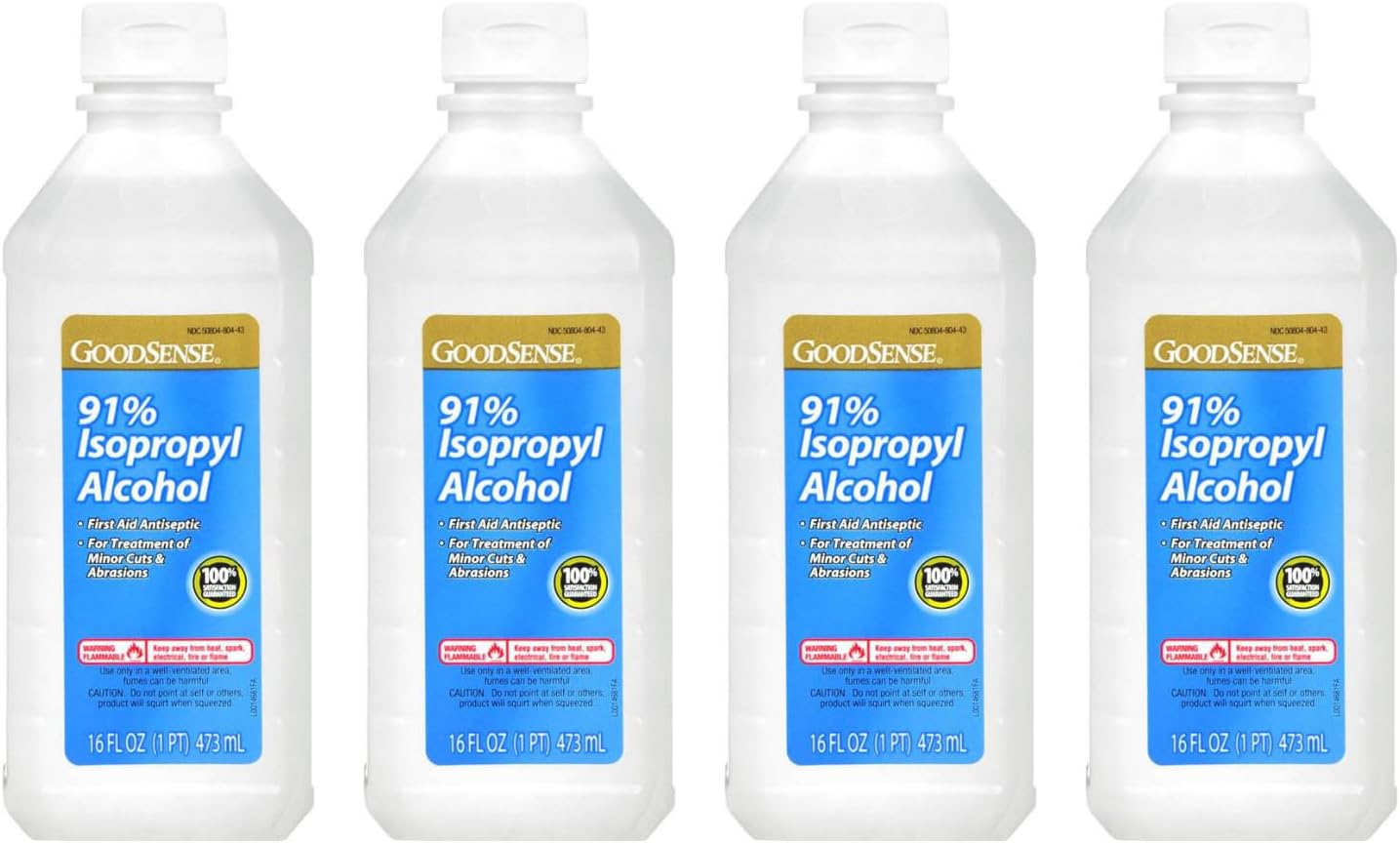 GoodSense 70% Isopropyl Alcohol, First Aid Antiseptic, 32 FL OZ, (Pack of 4)