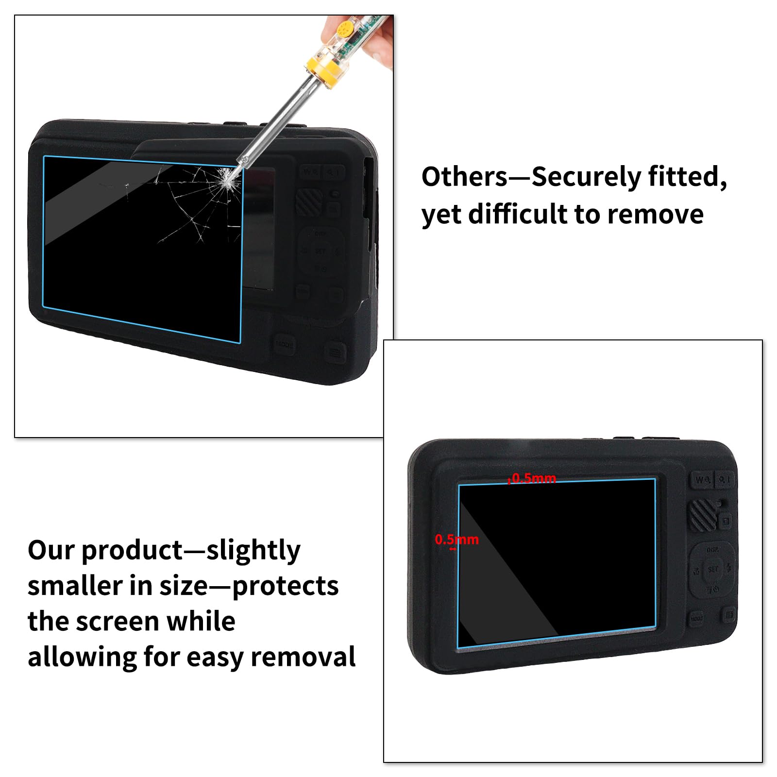 Rieibi Silikonowe etui do aparatu KODAK PIXPRO FZ55, akcesoria do KODAK PIXPRO FZ55 Etui zawiera 2 folie ochronne na ekran, zdejmowaną osłonę obiektywu, antypoślizgowa konstrukcja, czarne