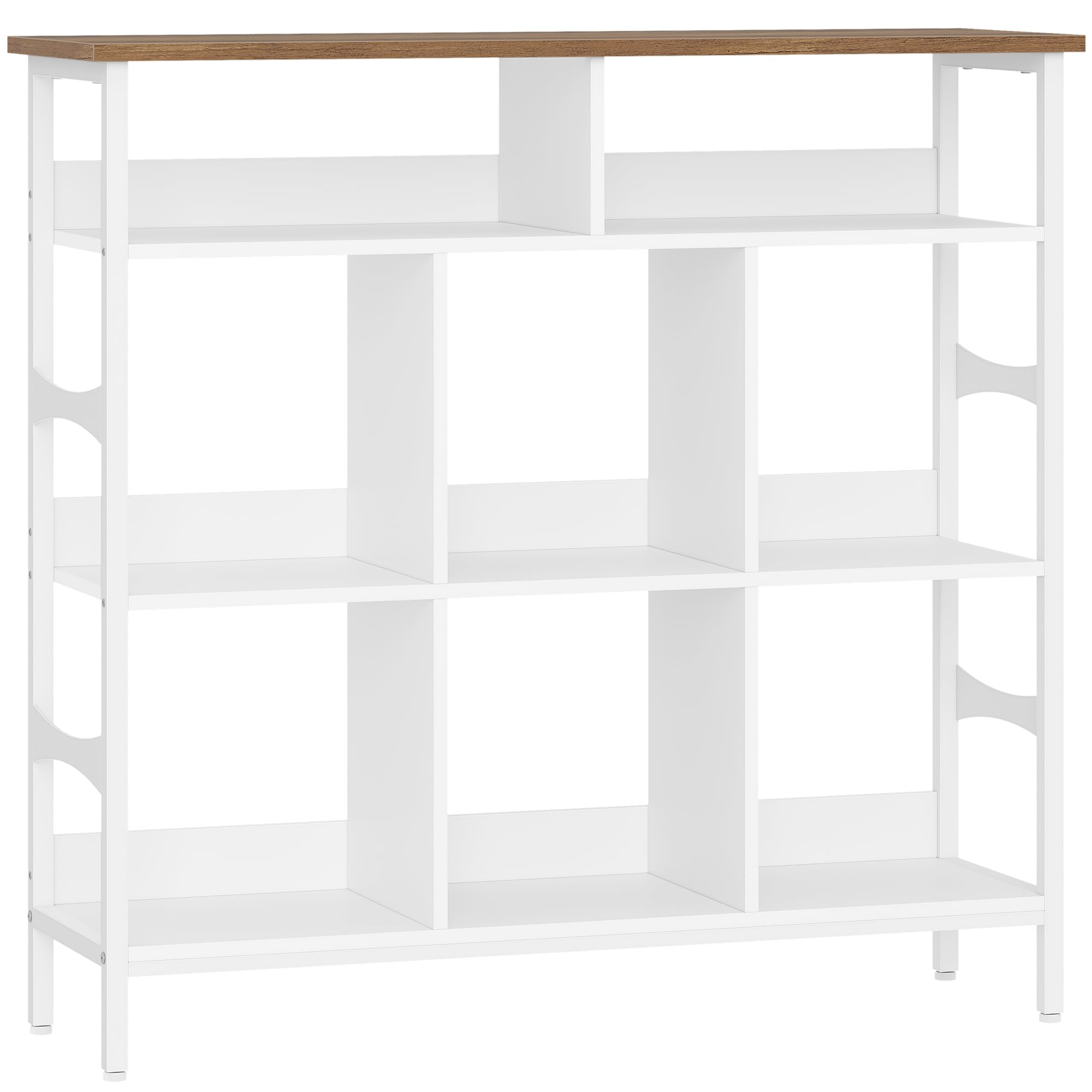 Bibliothèque Meuble de Rangement, 106 x 33 x 100,5cm Blanc/Marron
