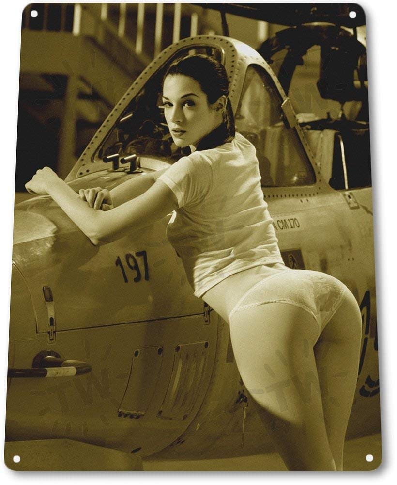DOGT TIN Sign Weapons Loader Aviation Pin-up Girl Metal Hot Garage Vintage TIN SIGN 7.8 * 11.8 inch(L * W)