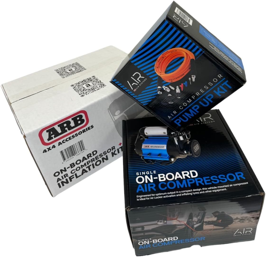 ARB Inflation Kit Air Compressor and Orange Air Hose Pump Up Kit with Quick Fitting Bundle On Board System, CKMA12 and 171302 Part Numbers in a New Air Systems Printed Box (Compressor & Inflation Kit)