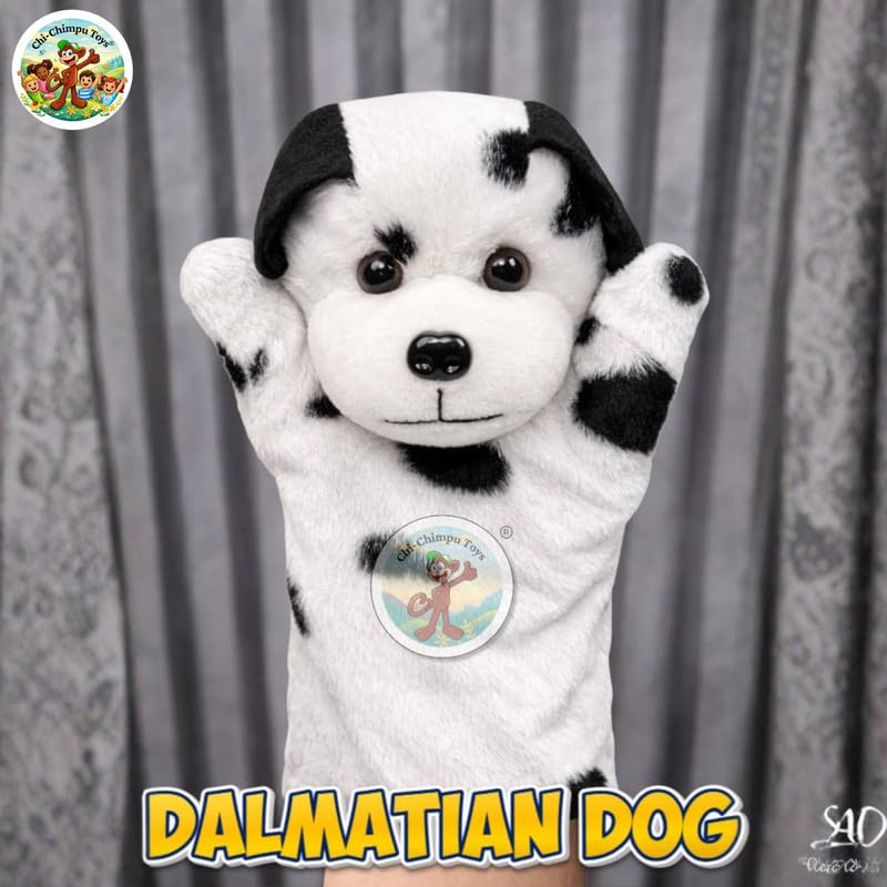 Image of Dalmatian Dog Puppet Soft Hand Puppet for Kids Role Play Storytelling Educational Toy