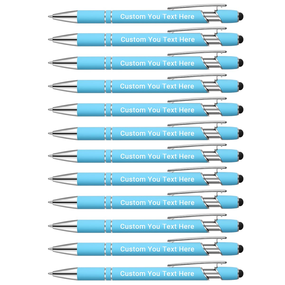 Zoonnis 36 Pcs Personalized Ballpoint Pens with Stylus Tips for Business Personalised Engraved Pen In Bulk for Women Men with Name Text Customised Pen Writing Custom Pen With Black Ink for School