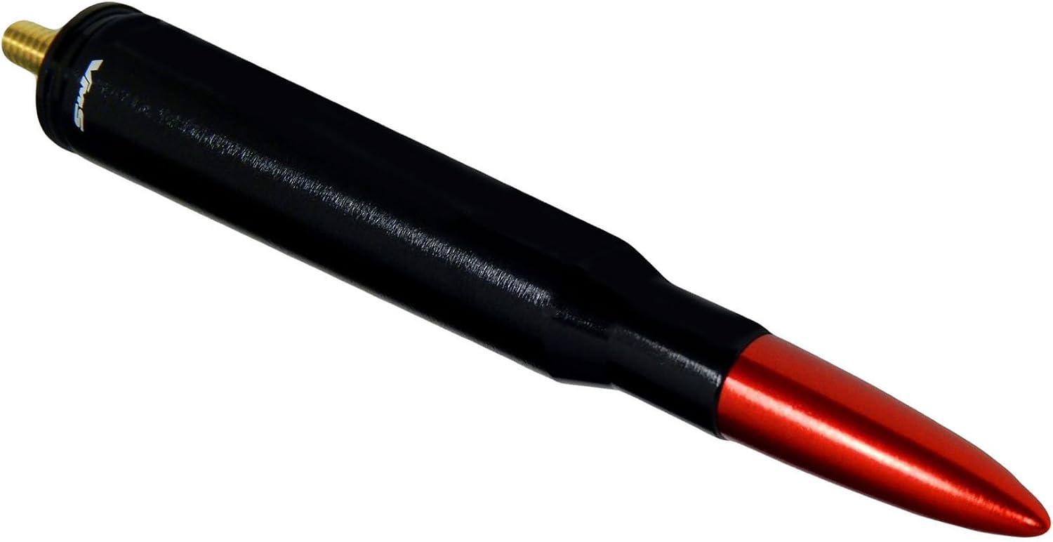 VMS Racing 50 Caliber BLACK RED TIP ANTENNA in Heavy Gauge CNC Machined Billet Aluminum Short Compatible with Toyota Tacoma 95-19 1995-2019