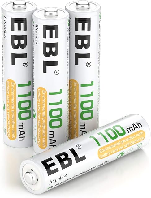 EBL Akumulator Micro AAA 1100 mAh - bateria AAA do ponownego ładowania typ NI-MH z pudełkiem do przechowywania 4 sztuki