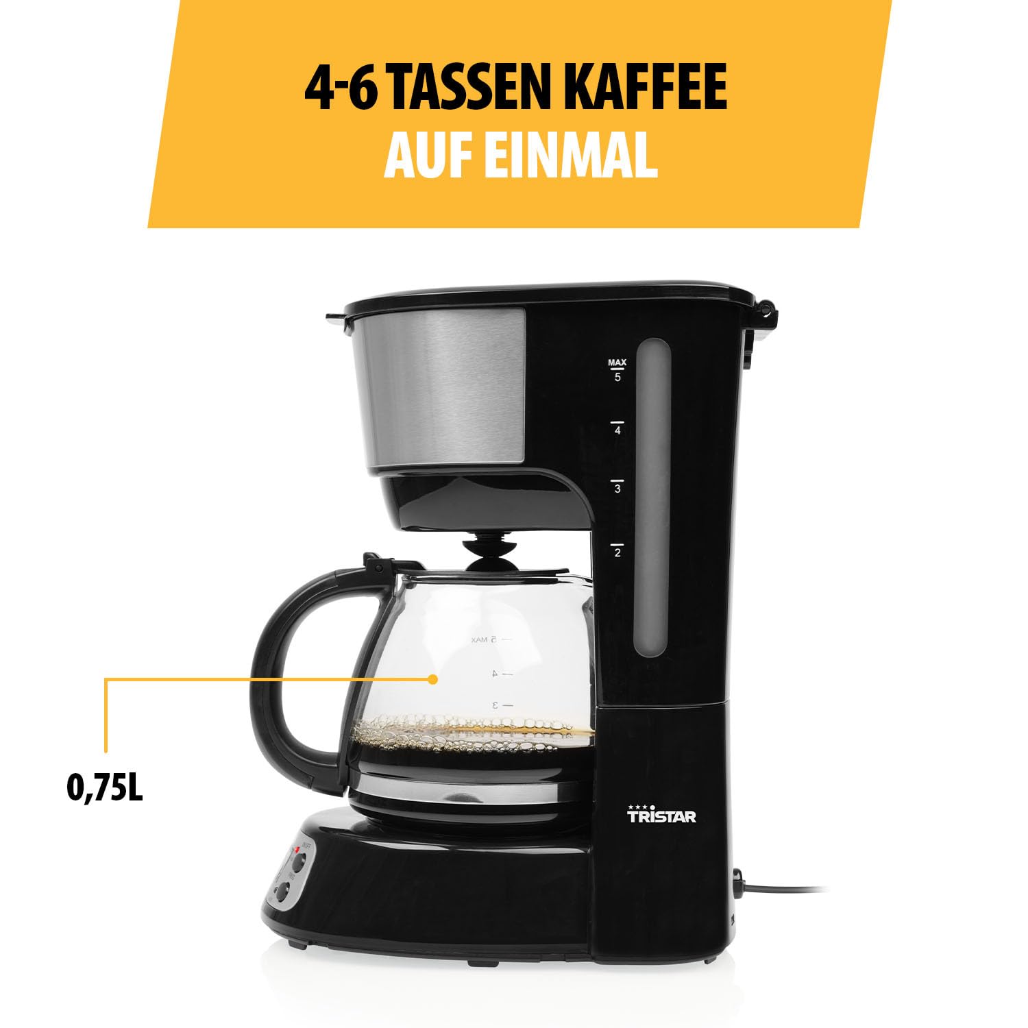 Produktbild von Tristar Espresso Machine, 2 Cups At The Same Time, Suitable For Nespresso Capsules And Ground Coffee, Cup Warmer, Dishwasher Safe, 20 Bar, 1100 W
