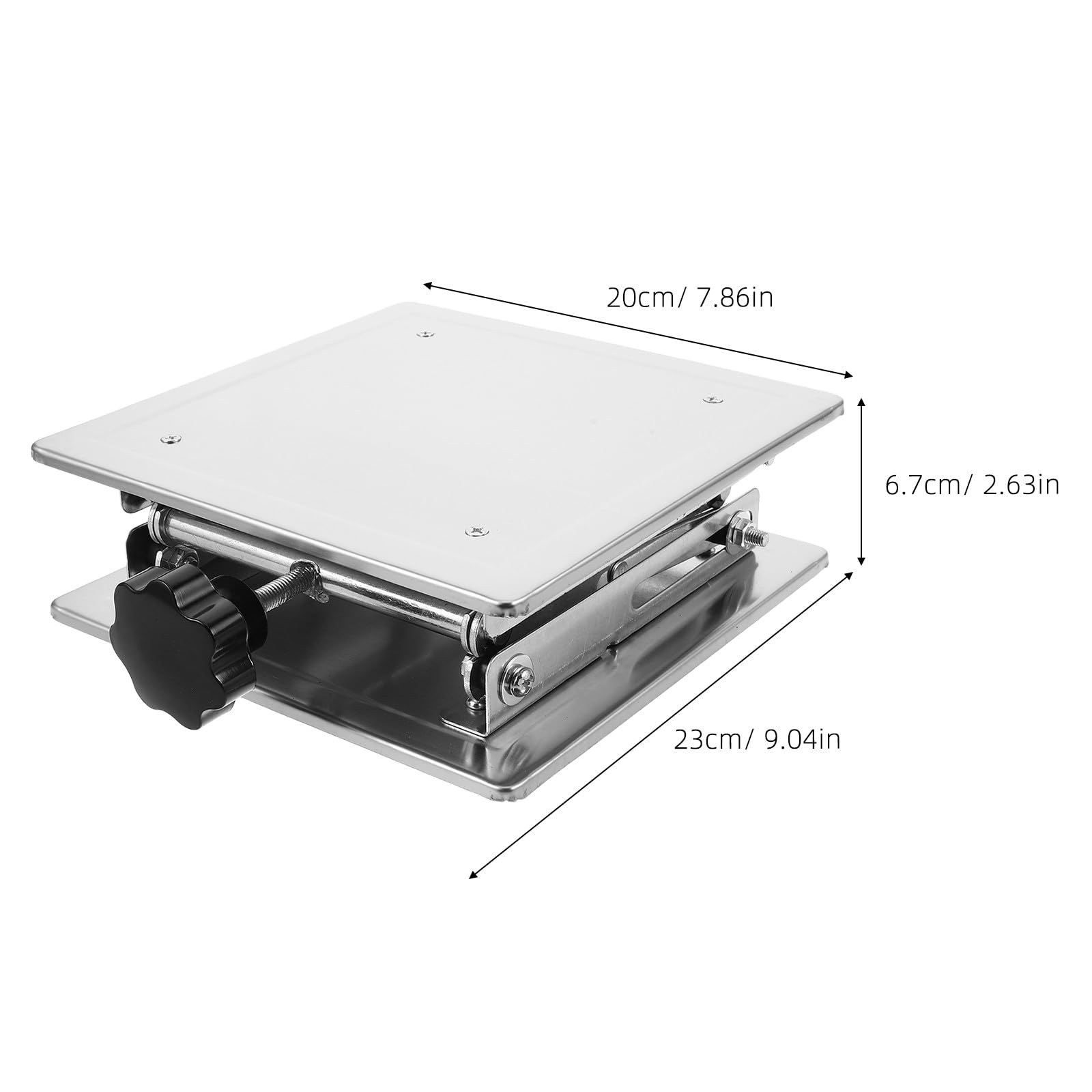 Soporte de elevación manual ajustable de acero inoxidable de 200 x 200 mm, mesa de plataforma para soporte de laboratorio