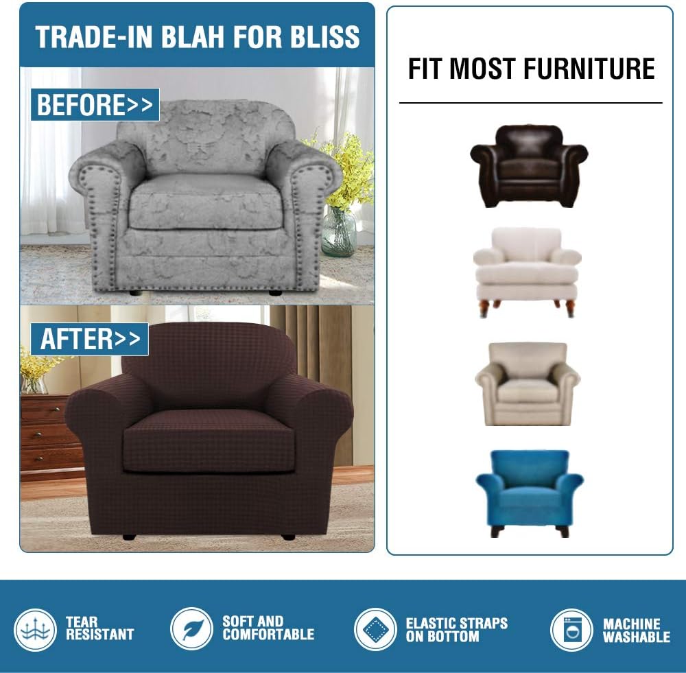 Buy 2 Piece Stretch Sofa Covers Couch Covers Armchair Slipcovers Form Fit Furniture Covers Base Cover Plus 1 Individual Cushion Covers Feature Thicker Jacquard Fabric Washable Chair Buy 2 Piece Stretch Sofa Covers Couch Covers Armchair Slipcovers Form Fit Furniture Covers Base Cover Plus 1 Individual Cushion Covers Feature Thicker Jacquard Fabric Washable Chair