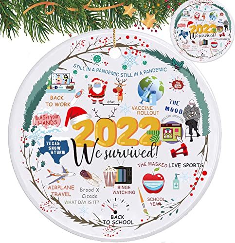 Delucky 2022 Christmas Ornaments, Double-Sided Ceramics Ornaments, Funny Commemorative Ornaments & Gift, Christmas Tree Decorations, Merry Xmas For Family & Friends #TOP8