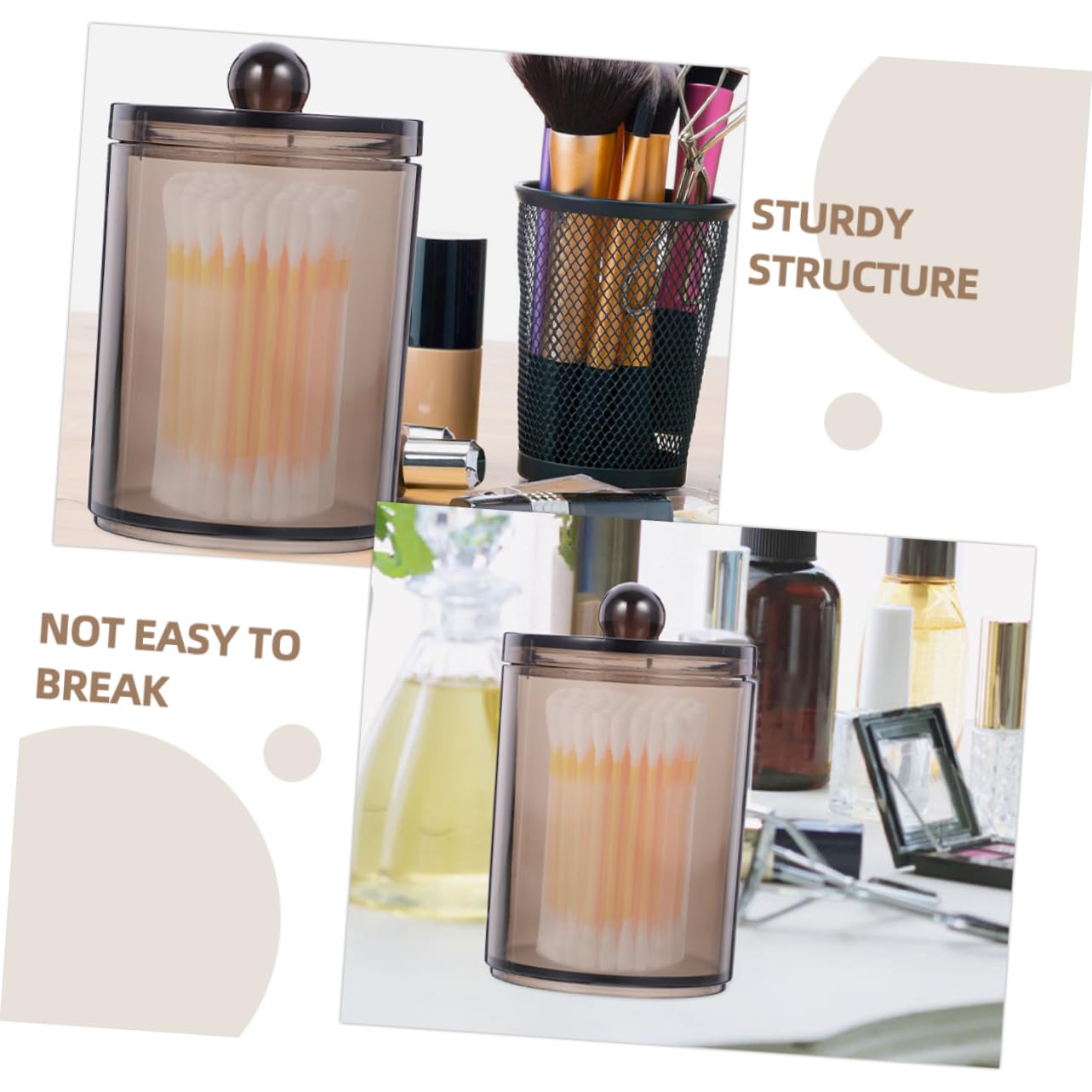 4 Sets Wattestäbchen-hüllen Glasdeckel Aufbewahrungsbox Für Wattestäbchen Make-up-organizer Leicht Zugänglicher Deckel 3 Stück X 4