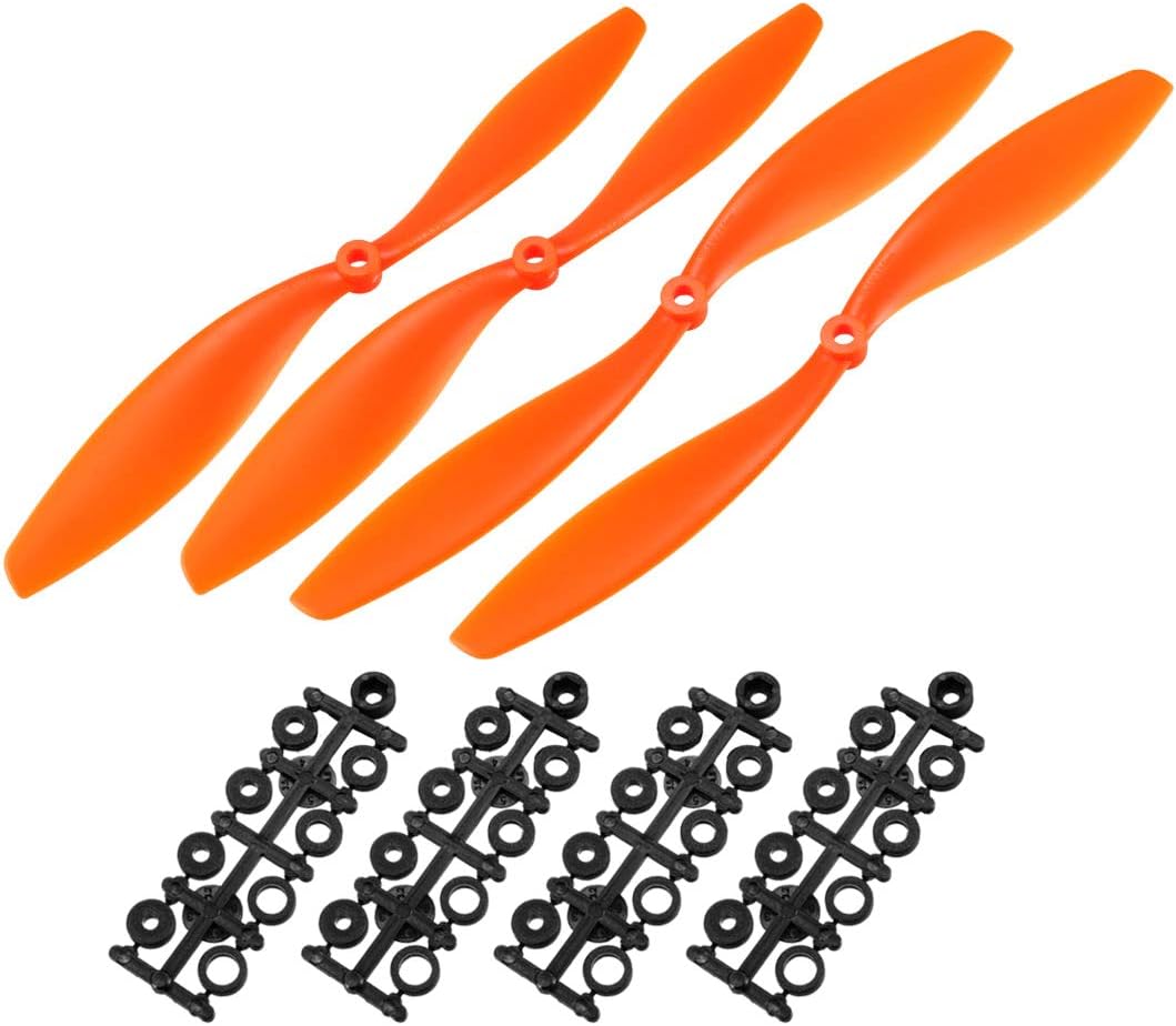 uxcell RC Propellers CW CCW 1045 10x4.5 Inch 2-Vane Fixed-Wing for Airplane Toy, Nylon Orange 2 Pairs with Adapter Rings