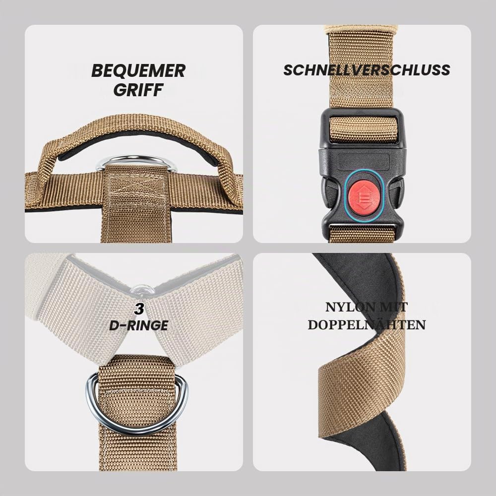 TSPRO Schweres Taktisches Hundegeschirr für Mittelgroße bis Große Hunde | Robustes Material, Schnellverschluss, Gepolsterter Griff, 3,8 cm Breit, Verstellbar, Zugfreies Design, Ideal für Spaziergänge