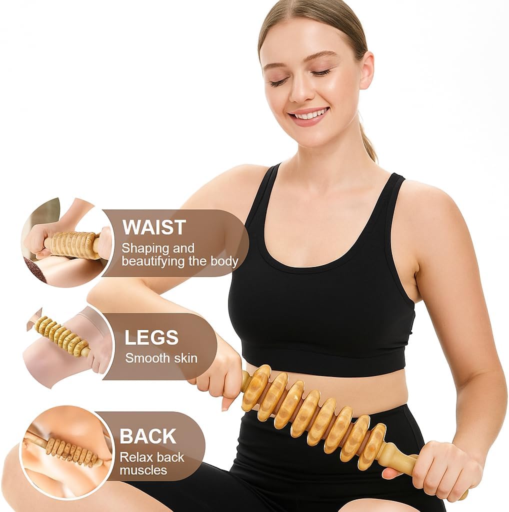 8-in-1 Wood Therapy Massage Tools, Lymphatic Drainage Massager Maderoterapia Kit, Wooden Massager Body Sculpting Tools for Muscle Pain Relief, Anti-Cellulite, Body Contouring and Shaping - Image 3