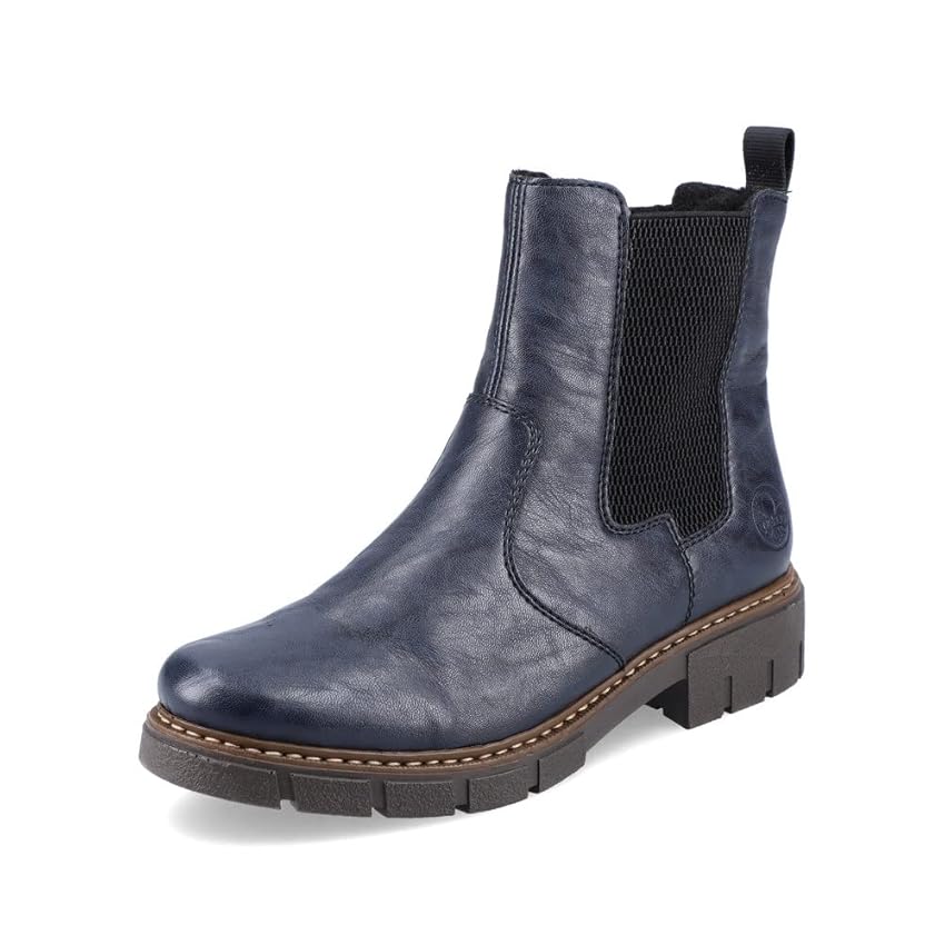 Rieker donna Stivaletti Z3561, signora Stivaletti Chelsea,bottini,stivaletti,stivaletto,stivaletto slip-on,piatto,boots,blu (blau / 14),42 EU / 8 UK